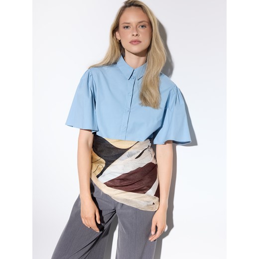 Mohito - Błękitna koszula z krótkim rękawem - błękitny ze sklepu Mohito w kategorii Koszule damskie - zdjęcie 186017310