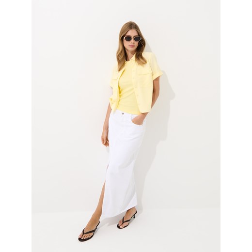 Mohito - Żółty top z dodatkiem modalu - żółty ze sklepu Mohito w kategorii Bluzki damskie - zdjęcie 186017470