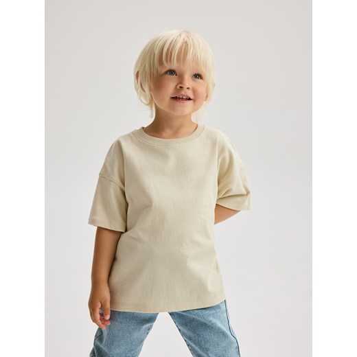 Reserved - Bawełniany t-shirt - beżowy ze sklepu Reserved w kategorii T-shirty chłopięce - zdjęcie 186024132