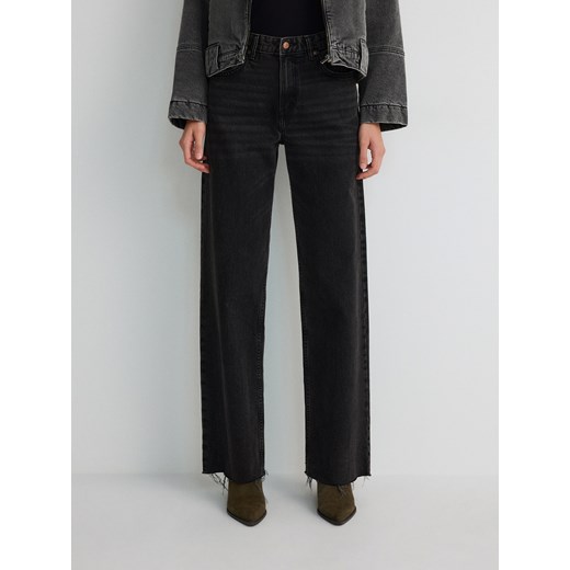 Reserved - Jeansy z szerokimi nogawkami - czarny ze sklepu Reserved w kategorii Jeansy damskie - zdjęcie 186025172