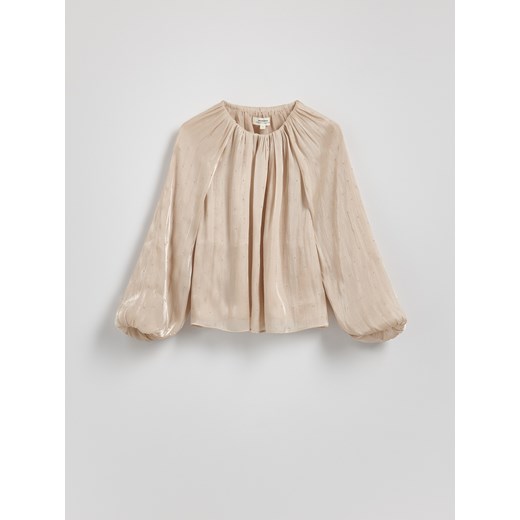 Reserved - Bluzka z bufiastymi rękawami - pastelowy róż ze sklepu Reserved w kategorii Bluzki damskie - zdjęcie 186025184