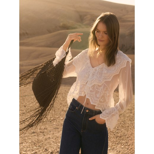 Reserved - Bluzka z falbanką - biały ze sklepu Reserved w kategorii Bluzki damskie - zdjęcie 186025521