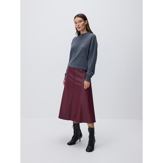 Reserved - Spódnica midi z imitacji skóry - bordowy - id: 708EH-83X - marki Reserved - 186026012 Reserved - Spódnica midi z imitacji skóry - bordowy ze sklepu Reserved w kategorii Spódnice - zdjęcie 186026012