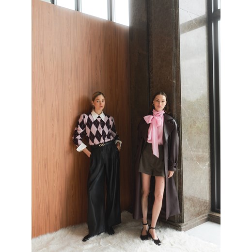 Reserved - Dwurzędowy trencz z paskiem - burgundowy ze sklepu Reserved w kategorii Płaszcze damskie - zdjęcie 186026161