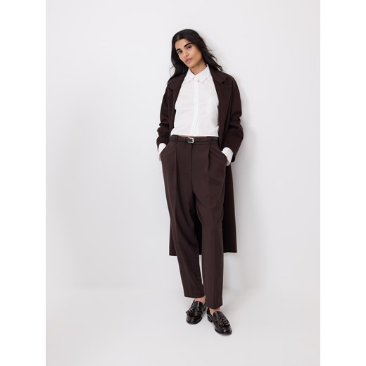 Reserved - Cygaretki z paskiem - ciemnobrązowy ze sklepu Reserved w kategorii Spodnie damskie - zdjęcie 186026932