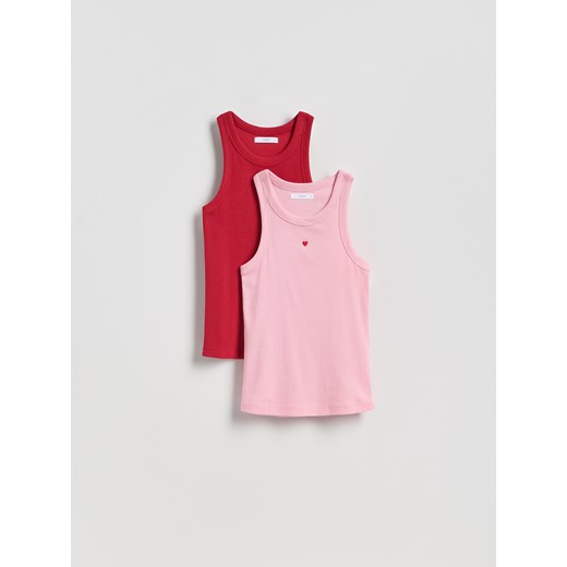Reserved - Top z haftem 2 pack - intensywny róż ze sklepu Reserved w kategorii Bluzki damskie - zdjęcie 186026994