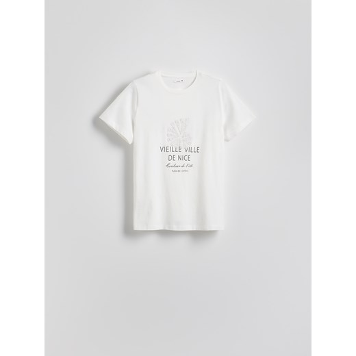 Reserved - T-shirt z aplikacją - biały Reserved S promocja Reserved