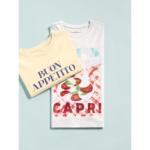 Reserved - Bawełniany t-shirt z nadrukiem - jasnoniebieski ze sklepu Reserved w kategorii Bluzki damskie - zdjęcie 186027254