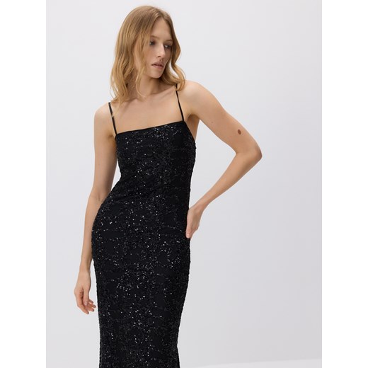 Reserved - Sukienka na ramiączkach z cekinami - czarny Reserved XS Reserved okazyjna cena