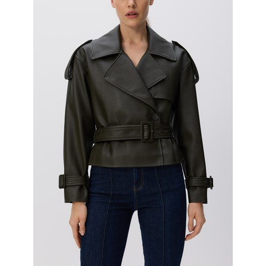 Reserved - Krótka kurtka z paskiem - zielony Reserved XS Reserved