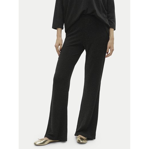 Vero Moda Spodnie dzianinowe Kanva 10296871 Czarny Regular Fit ze sklepu MODIVO w kategorii Spodnie damskie - zdjęcie 186028771