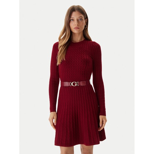 Guess Sukienka dzianinowa W5BK68 Z2YJ2 Czerwony Slim Fit ze sklepu MODIVO w kategorii Sukienki - zdjęcie 186028873