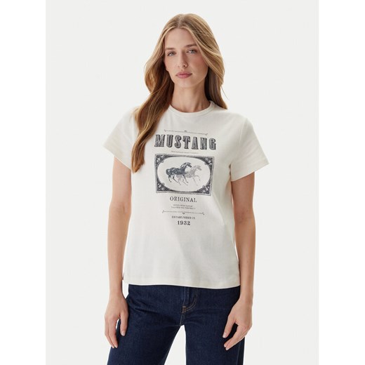Mustang T-Shirt Rosewood 1016758 Écru Regular Fit ze sklepu MODIVO w kategorii Bluzki damskie - zdjęcie 186029010