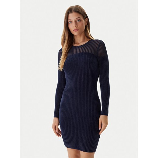 Guess Sukienka dzianinowa W5BK63 Z0890 Granatowy Slim Fit ze sklepu MODIVO w kategorii Sukienki - zdjęcie 186029132