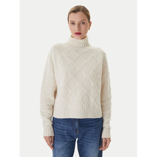Elisabetta Franchi Sweter MK-55T-57E2 Biały Regular Fit ze sklepu MODIVO w kategorii Swetry damskie - zdjęcie 186029171