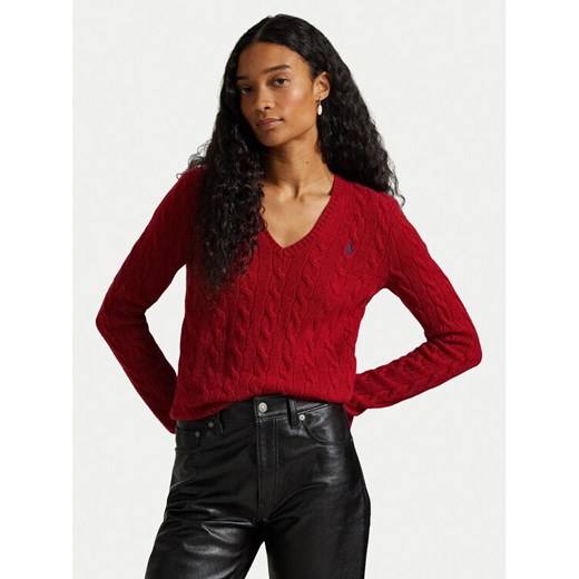 Polo Ralph Lauren Sweter 211971866012 Czerwony Slim Fit ze sklepu MODIVO w kategorii Swetry damskie - zdjęcie 186029302