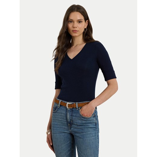 LAUREN RALPH LAUREN Bluzka 200815843010 Granatowy Slim Fit ze sklepu MODIVO w kategorii Bluzki damskie - zdjęcie 186030034