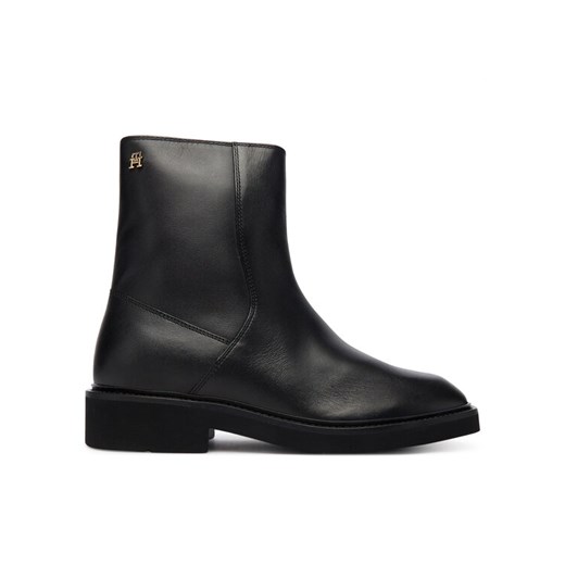 Tommy Hilfiger Botki Th Square Toe Leather Bootie FW0FW09046 Czarny ze sklepu MODIVO w kategorii Botki - zdjęcie 186030173