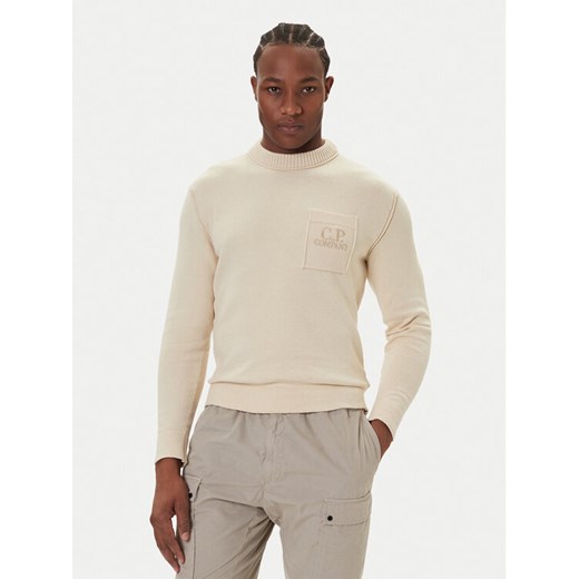 C.P. Company Sweter 19CMKN061A110432A Beżowy Regular Fit ze sklepu MODIVO w kategorii Swetry męskie - zdjęcie 186030330