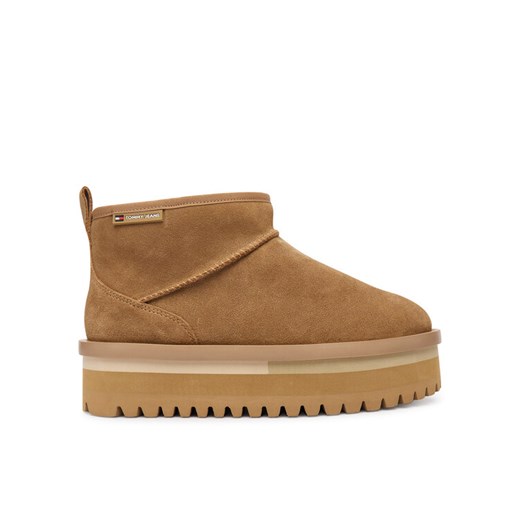 Tommy Jeans Śniegowce Tjw Flatform Snow Boot Suede EN0EN02841 Brązowy ze sklepu MODIVO w kategorii Śniegowce damskie - zdjęcie 186030493