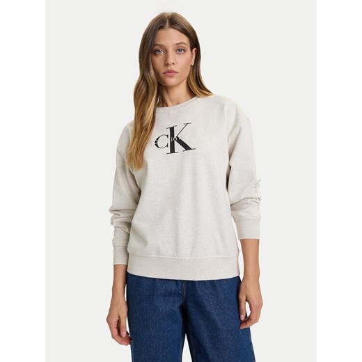 Calvin Klein Jeans Bluza Monologo LV047B234G Szary Relaxed Fit ze sklepu MODIVO w kategorii Bluzy damskie - zdjęcie 186030762