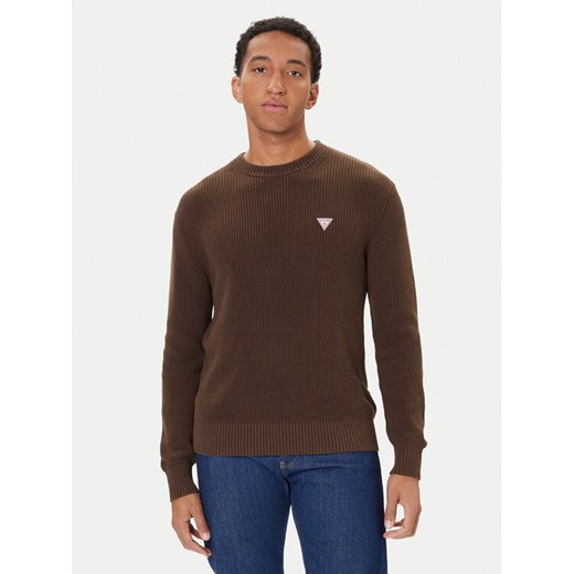 Guess Jeans Sweter M4BR30 Z3HM1 Brązowy Regular Fit - id: 0000305455390 - marki Guess - 186031052 Guess Jeans Sweter M4BR30 Z3HM1 Brązowy Regular Fit ze sklepu MODIVO w kategorii Swetry męskie - zdjęcie 186031052