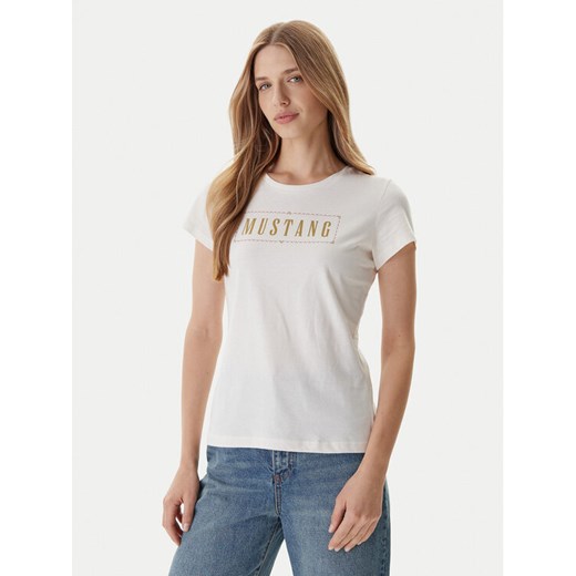 Mustang T-Shirt Loa 1016754 Écru Slim Fit ze sklepu MODIVO w kategorii Bluzki damskie - zdjęcie 186031170