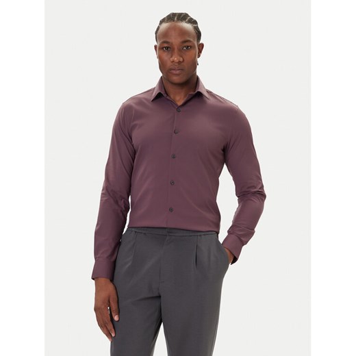 Calvin Klein Koszula LV019EU073 Bordowy Slim Fit ze sklepu MODIVO w kategorii Koszule męskie - zdjęcie 186031252