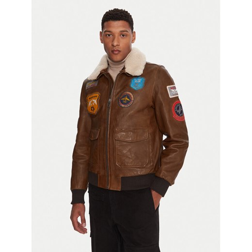 Milestone Kurtka skórzana MSMatti 531070 60400 Brązowy Regular Fit ze sklepu MODIVO w kategorii Kurtki męskie - zdjęcie 186031390
