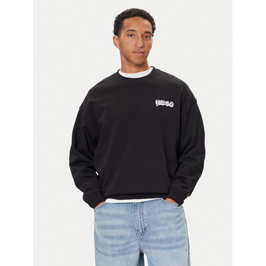 HUGO Bluza Nyrocrew 50549778 Czarny Loose Fit ze sklepu MODIVO w kategorii Bluzy męskie - zdjęcie 186031550