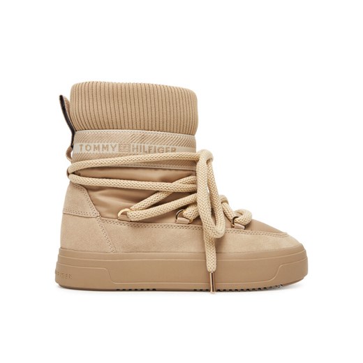 Tommy Hilfiger Śniegowce Tommytech Logotape Snowboot Warm FW0FW08998 Beżowy ze sklepu MODIVO w kategorii Śniegowce damskie - zdjęcie 186031824