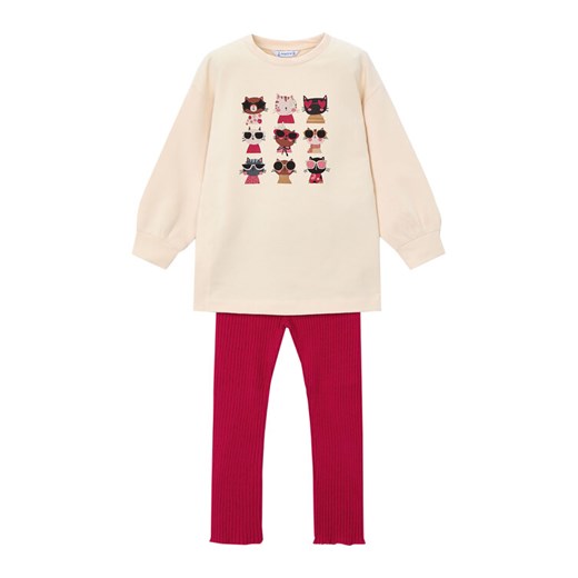 Mayoral Komplet bluza i legginsy 4722 Czerwony Regular Fit ze sklepu MODIVO w kategorii Komplety dziewczęce - zdjęcie 186032074