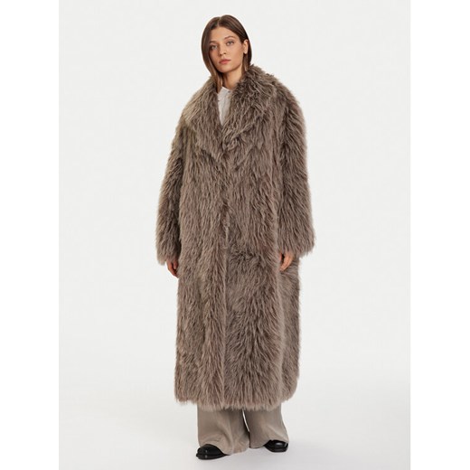 Eleh Futro Grigio Fango EFW250305 Brązowy Regular Fit ze sklepu MODIVO w kategorii Futra damskie - zdjęcie 186032131
