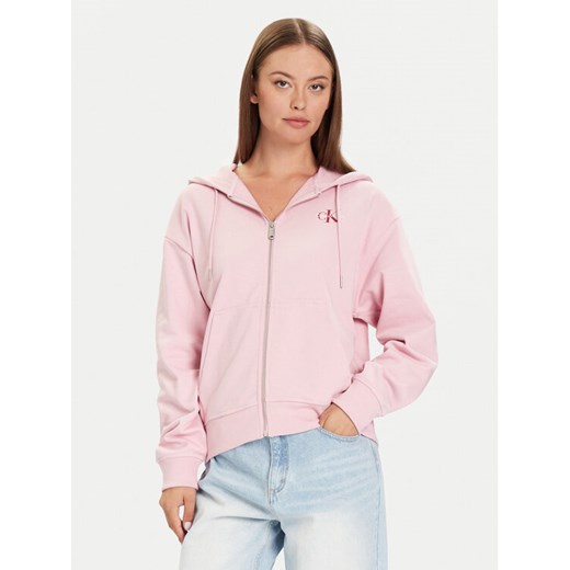 Calvin Klein Jeans Bluza Monologo LV047B270G Różowy Regular Fit ze sklepu MODIVO w kategorii Bluzy damskie - zdjęcie 186032522