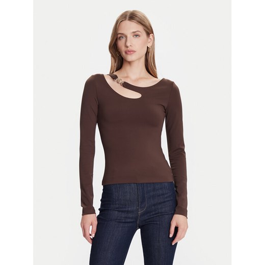 Guess Bluzka W5BP18 KC7M2 Brązowy Slim Fit ze sklepu MODIVO w kategorii Bluzki damskie - zdjęcie 186032750