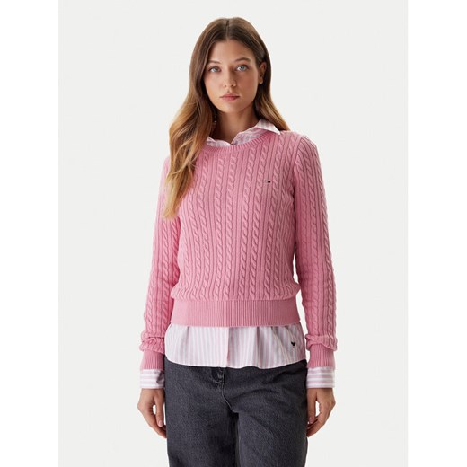 Tommy Jeans Sweter Cable Essential DW0DW22165 Różowy Regular Fit ze sklepu MODIVO w kategorii Swetry damskie - zdjęcie 186032841