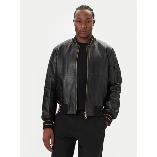 Versace Jeans Couture Kurtka skórzana 79GAVP06 CPPS3 Czarny Regular Fit ze sklepu MODIVO w kategorii Kurtki męskie - zdjęcie 186033120