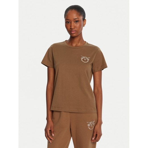 PINKO T-Shirt Nambrone 103320 A2RN Brązowy Regular Fit ze sklepu MODIVO w kategorii Bluzki damskie - zdjęcie 186033252