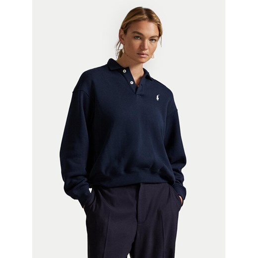 Polo Ralph Lauren Bluza 211971756001 Granatowy Relaxed Fit ze sklepu MODIVO w kategorii Bluzy damskie - zdjęcie 186033273