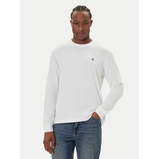 Calvin Klein Jeans Longsleeve Easy LV04RD247G Biały Regular Fit ze sklepu MODIVO w kategorii T-shirty męskie - zdjęcie 186033484