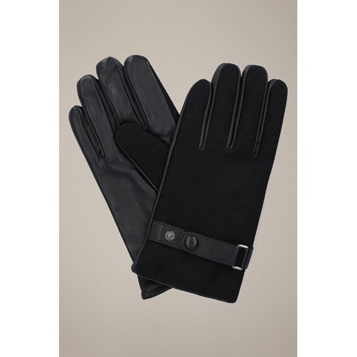 Rękawiczki Czarne Skórzane z Wełną Touch Screen ze sklepu Lancerto S.A. w kategorii Rękawiczki męskie - zdjęcie 186056811