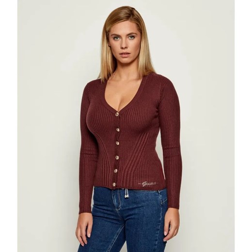 GUESS Kardigan JULIA | Slim Fit | z dodatkiem jedwabiu i kaszmiru ze sklepu Gomez Fashion Store w kategorii Swetry damskie - zdjęcie 186059464