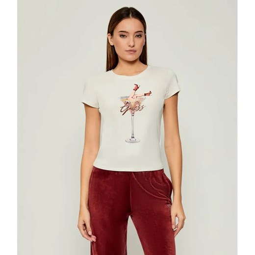 GUESS T-shirt TINI BOOTS ESPRESSO | Slim Fit ze sklepu Gomez Fashion Store w kategorii Bluzki damskie - zdjęcie 186059552