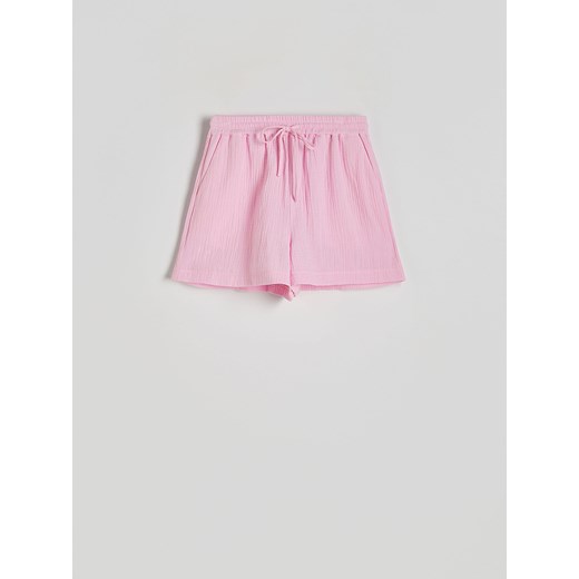 Reserved - Szorty z bawełnianego muślinu - różowy ze sklepu Reserved w kategorii Szorty - zdjęcie 186069010
