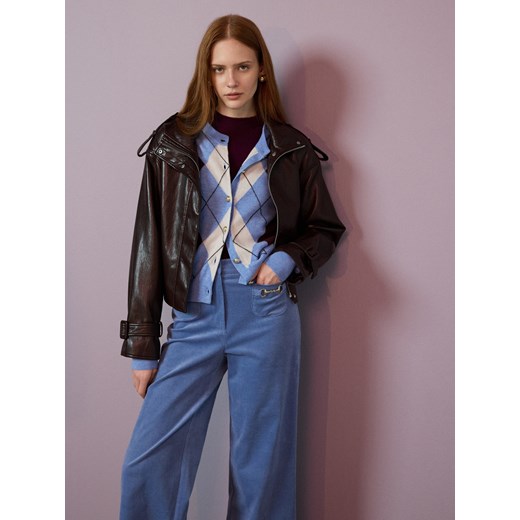 Reserved - Kurtka z imitacji skóry - ciemnobrązowy ze sklepu Reserved w kategorii Kurtki damskie - zdjęcie 186069191