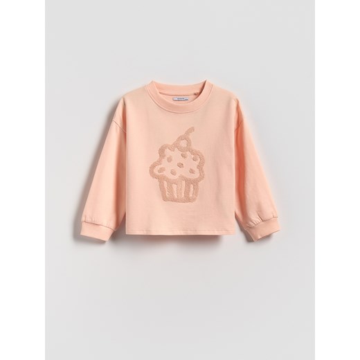 Reserved - Koszulka z aplikacją - pastelowy róż ze sklepu Reserved w kategorii Bluzki dziewczęce - zdjęcie 186069424