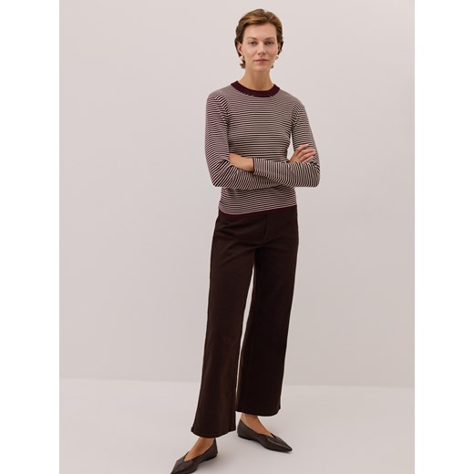 Reserved - Bawełniana bluzka w paski - ciemnobrązowy Reserved XS Reserved