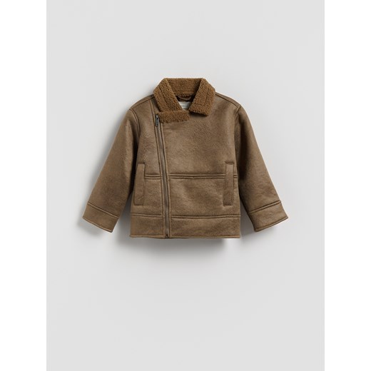 Reserved - Kurtka biker z kołnierzem - ciemnobrązowy Reserved 86 (12-18 m.) Reserved