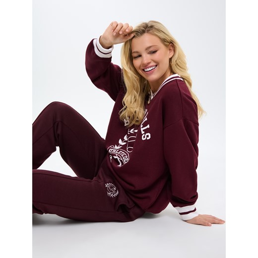 Sinsay - Bluza crewneck z nadrukiem - czerwony Sinsay XS Sinsay