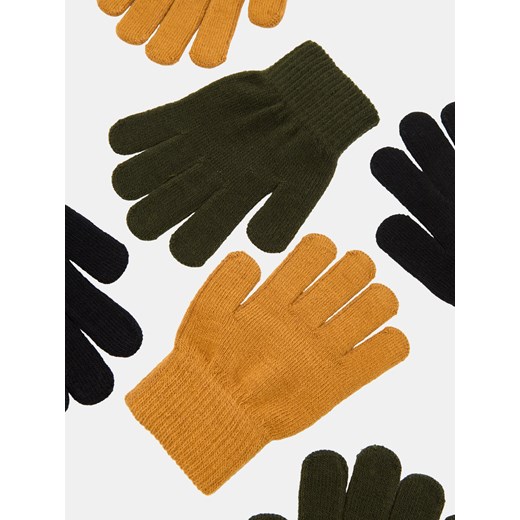 Sinsay - Prązkowane rękawiczki 3 pack - zielony Sinsay S Sinsay